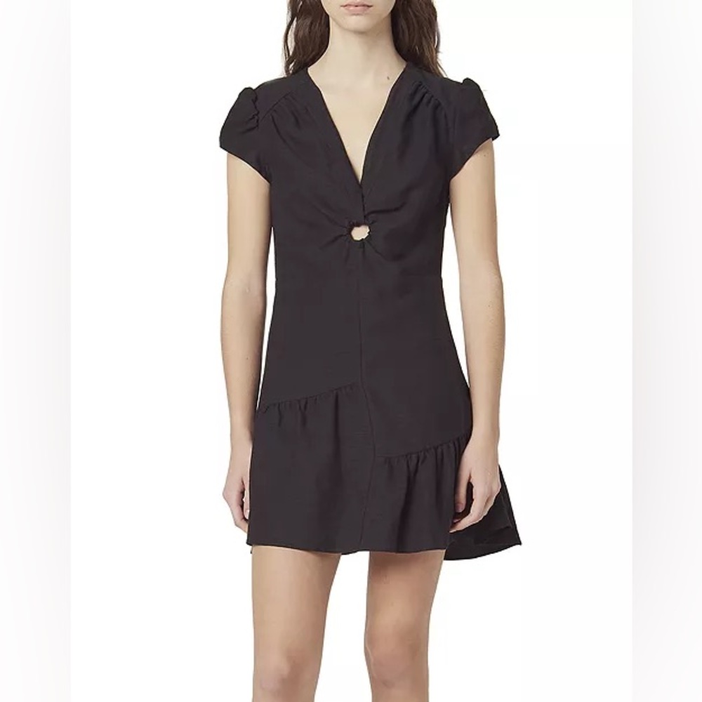 NWT Sandro Paris Ronald Shirred Ring-Detail Mini Dress Size 42 (US 10)